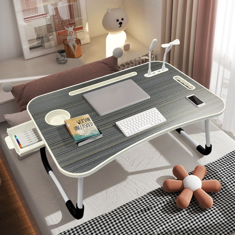 Extra Large Portable Folding Table for Bed Sofa and Floor  Great for Eating Reading and Writing Folding Laptop Table with Wood Fiber Board Multifunctional Bed Rest with Storage Pocket Portable Computer Desk for Home and Office Use